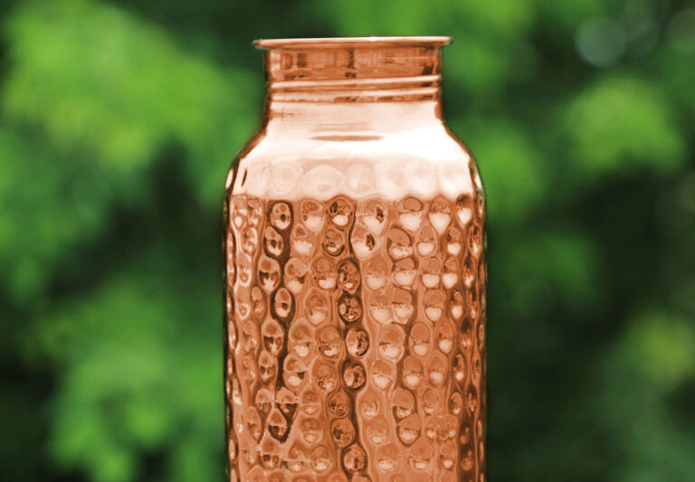 Indian Traditional Handmade Copper Water Bottle with a Glass